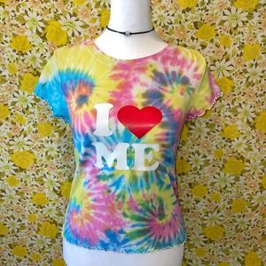 Renewed “I ❤️ ME” Tie Dye Boho Summer Crop Top